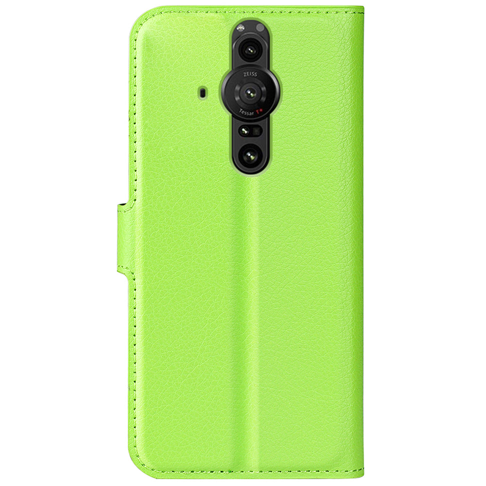 Magnetic Closure Litchi Texture PU Leather Wallet Case Stand Flip Folio Phone Cover for Sony Xperia Pro-I