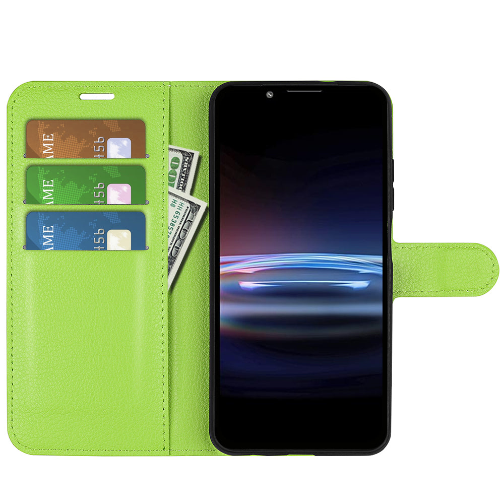 Magnetic Closure Litchi Texture PU Leather Wallet Case Stand Flip Folio Phone Cover for Sony Xperia Pro-I