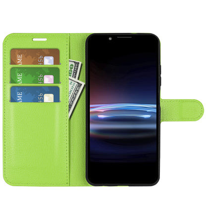 Magnetic Closure Litchi Texture PU Leather Wallet Case Stand Flip Folio Phone Cover for Sony Xperia Pro-I