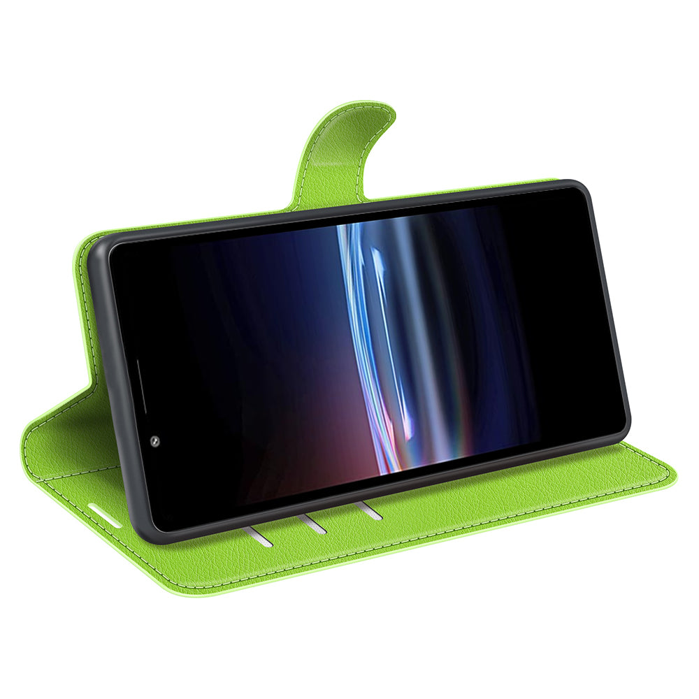 Magnetic Closure Litchi Texture PU Leather Wallet Case Stand Flip Folio Phone Cover for Sony Xperia Pro-I