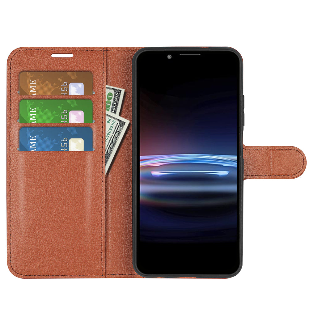 Magnetic Closure Litchi Texture PU Leather Wallet Case Stand Flip Folio Phone Cover for Sony Xperia Pro-I