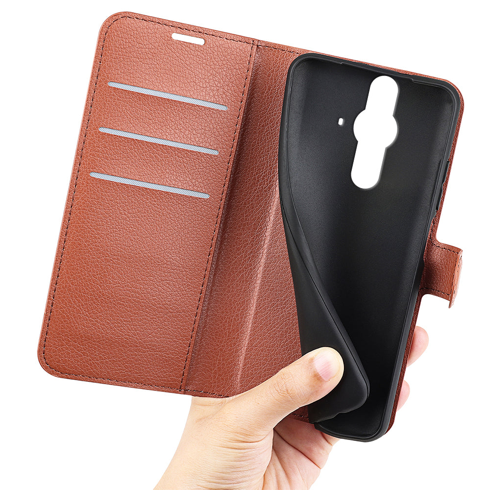 Magnetic Closure Litchi Texture PU Leather Wallet Case Stand Flip Folio Phone Cover for Sony Xperia Pro-I