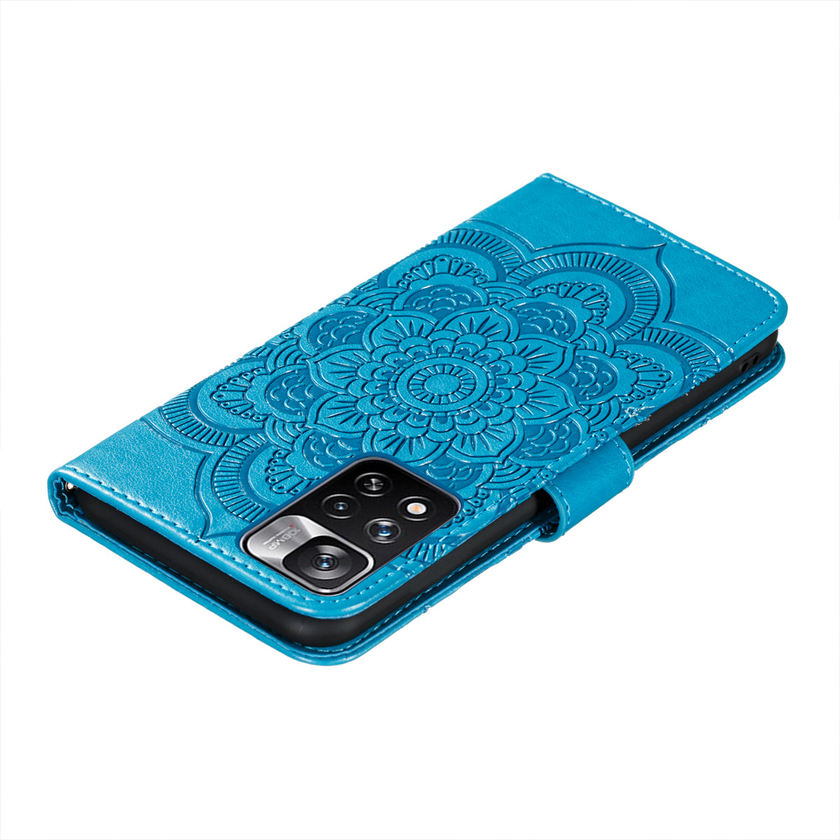 Imprinting Mandala Flower Flip PU Leather Case Stand Magnetic Closure Protective Phone Cover with Strap for Xiaomi Redmi Note 11 Pro 5G (China) (MediaTek)/Note 11 Pro+ 5G