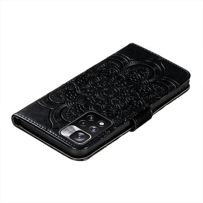 Imprinting Mandala Flower Flip PU Leather Case Stand Magnetic Closure Protective Phone Cover with Strap for Xiaomi Redmi Note 11 Pro 5G (China) (MediaTek)/Note 11 Pro+ 5G