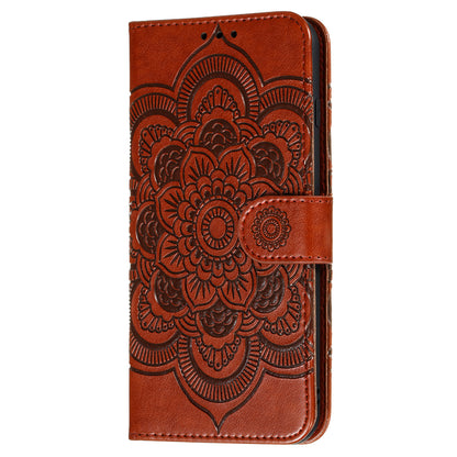 Imprinting Mandala Flower Flip PU Leather Case Stand Magnetic Closure Protective Phone Cover with Strap for Xiaomi Redmi Note 11 Pro 5G (China) (MediaTek)/Note 11 Pro+ 5G