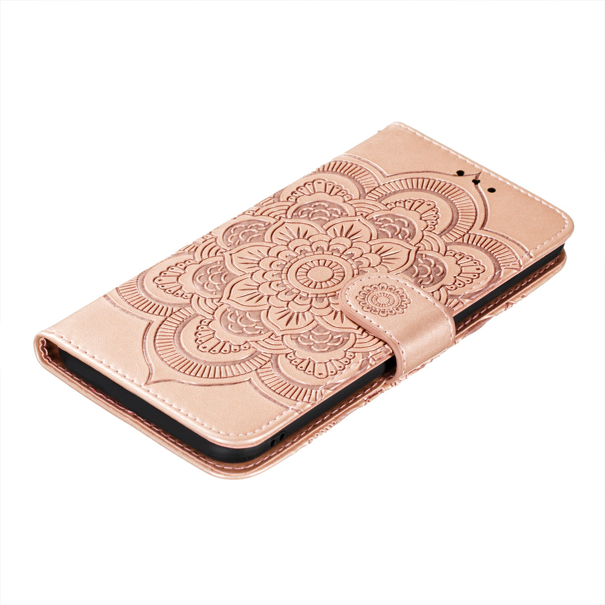 Imprinting Mandala Flower Flip PU Leather Case Stand Magnetic Closure Protective Phone Cover with Strap for Xiaomi Redmi Note 11 Pro 5G (China) (MediaTek)/Note 11 Pro+ 5G