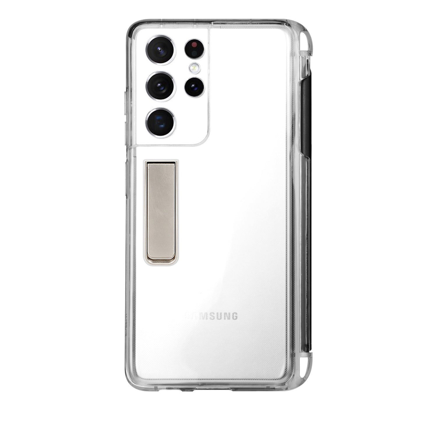 Kickstand Flexible Soft TPU Transparent Protective Case with Pen Holder Slot for Samsung Galaxy S21 Ultra 5G