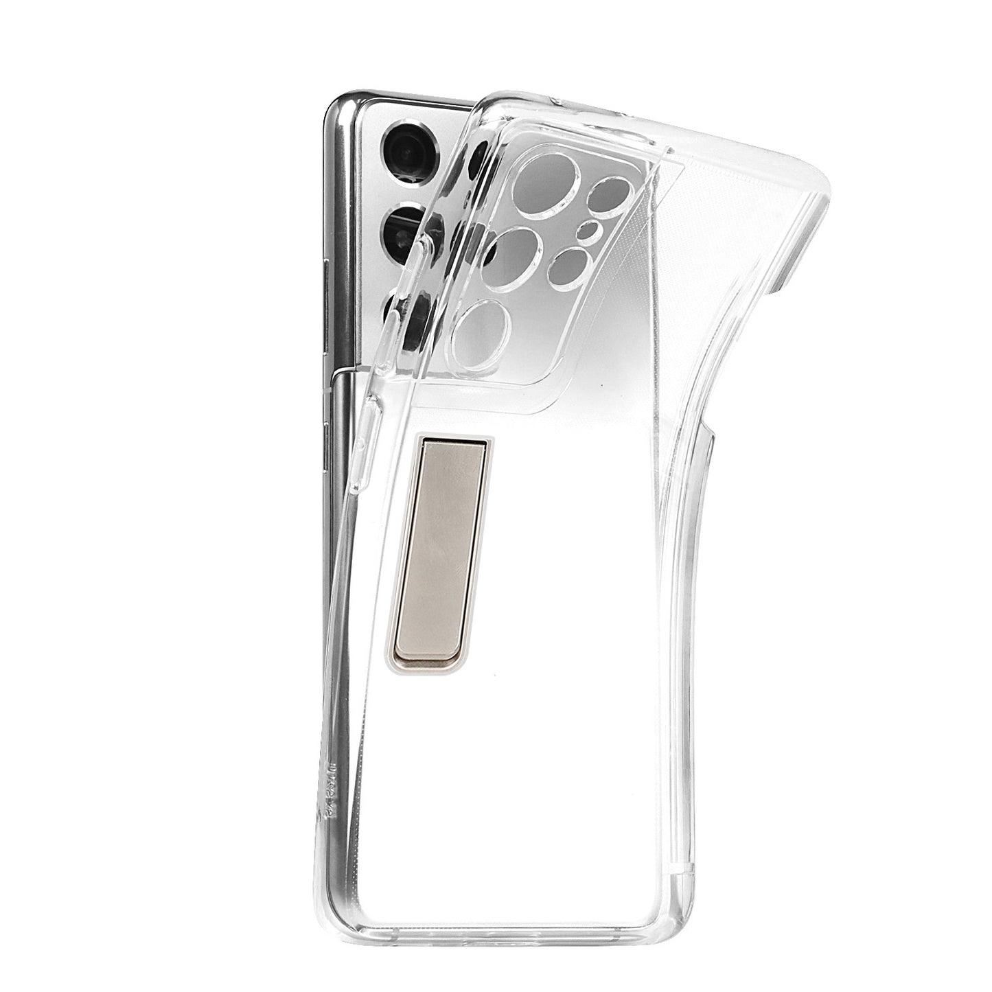 Kickstand Flexible Soft TPU Transparent Protective Case with Pen Holder Slot for Samsung Galaxy S21 Ultra 5G