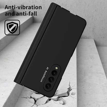 PU Leather Coated PC Hinged Cover Folio Flip Full Protection Phone Case with Pen Holder and Tempered Glass Screen Protector for Samsung Galaxy Z Fold3 5G
