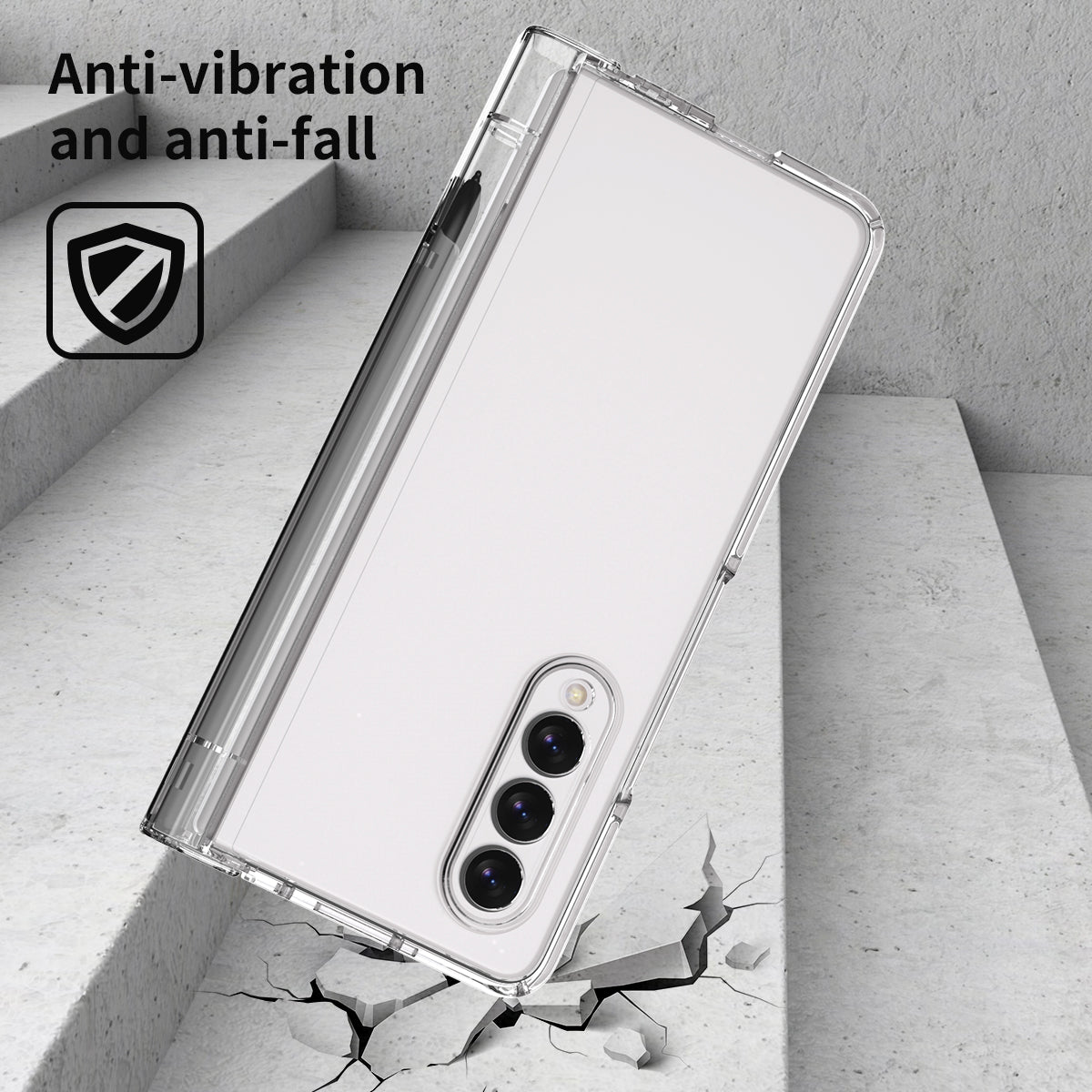 PU Leather Coated PC Hinged Cover Folio Flip Full Protection Phone Case with Pen Holder and Tempered Glass Screen Protector for Samsung Galaxy Z Fold3 5G