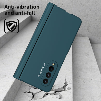 PU Leather Coated PC Hinged Cover Folio Flip Full Protection Phone Case with Pen Holder and Tempered Glass Screen Protector for Samsung Galaxy Z Fold3 5G