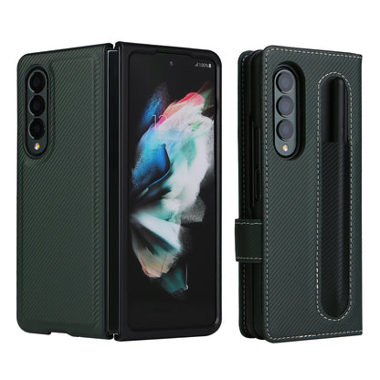 Stand Wallet PU Leather Cover Pen Slot Design Detachable Leather Coated PC Phone Case for Samsung Galaxy Z Fold3 5G