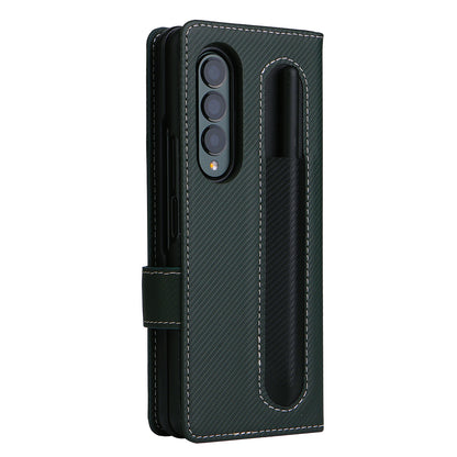 Stand Wallet PU Leather Cover Pen Slot Design Detachable Leather Coated PC Phone Case for Samsung Galaxy Z Fold3 5G