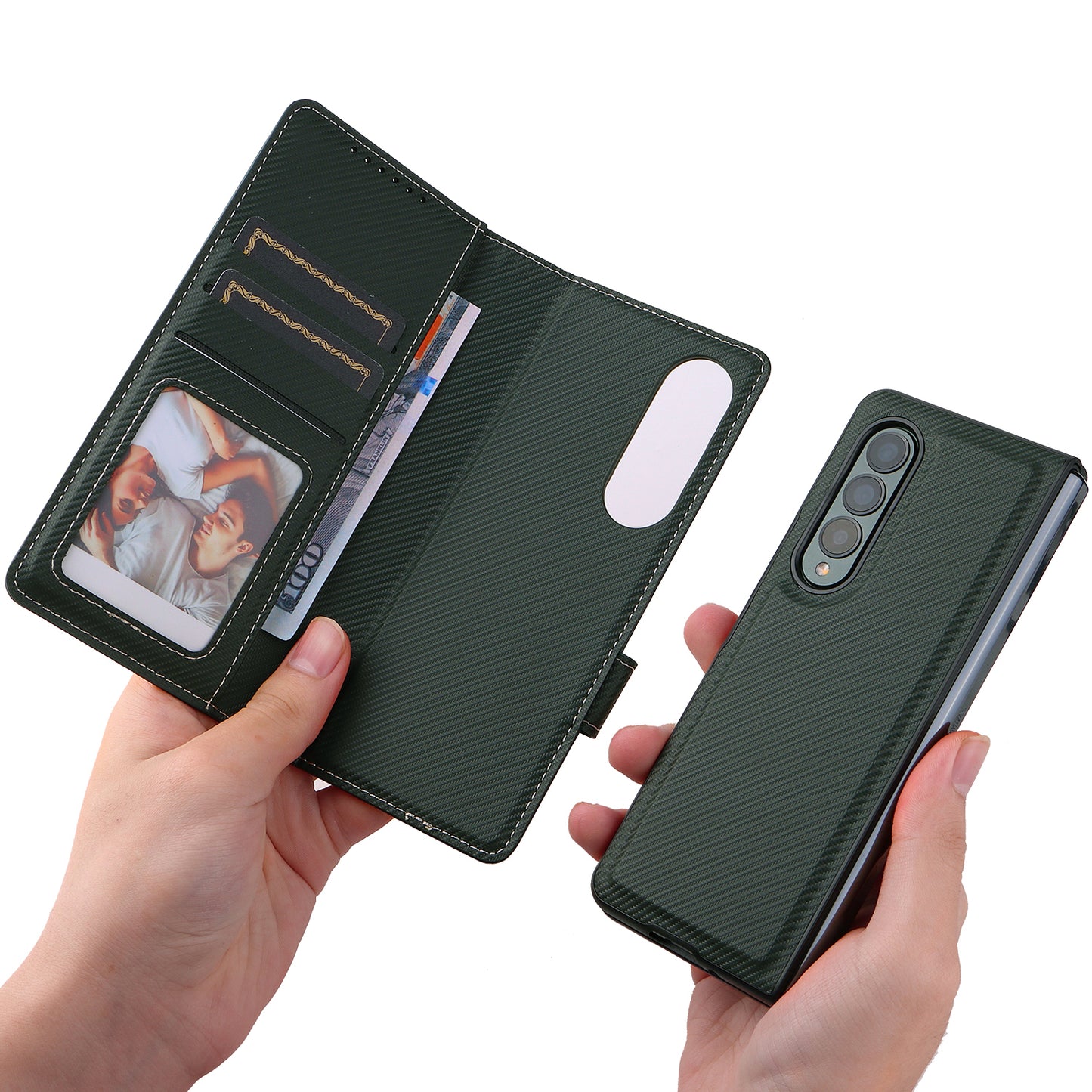 Stand Wallet PU Leather Cover Pen Slot Design Detachable Leather Coated PC Phone Case for Samsung Galaxy Z Fold3 5G
