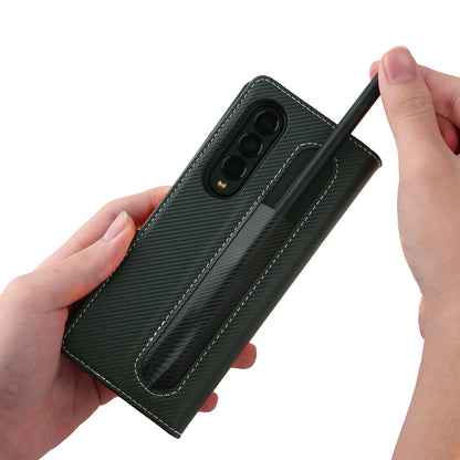 Stand Wallet PU Leather Cover Pen Slot Design Detachable Leather Coated PC Phone Case for Samsung Galaxy Z Fold3 5G