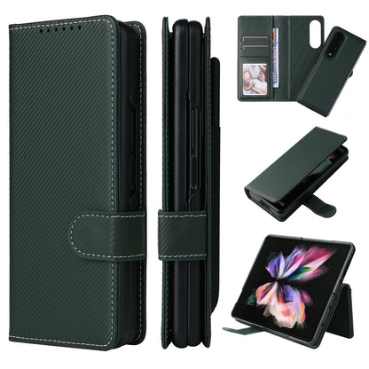Stand Wallet PU Leather Cover Pen Slot Design Detachable Leather Coated PC Phone Case for Samsung Galaxy Z Fold3 5G