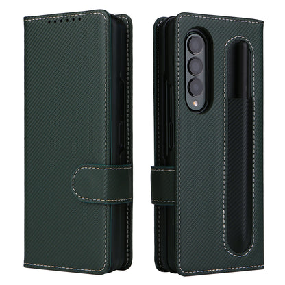 Stand Wallet PU Leather Cover Pen Slot Design Detachable Leather Coated PC Phone Case for Samsung Galaxy Z Fold3 5G