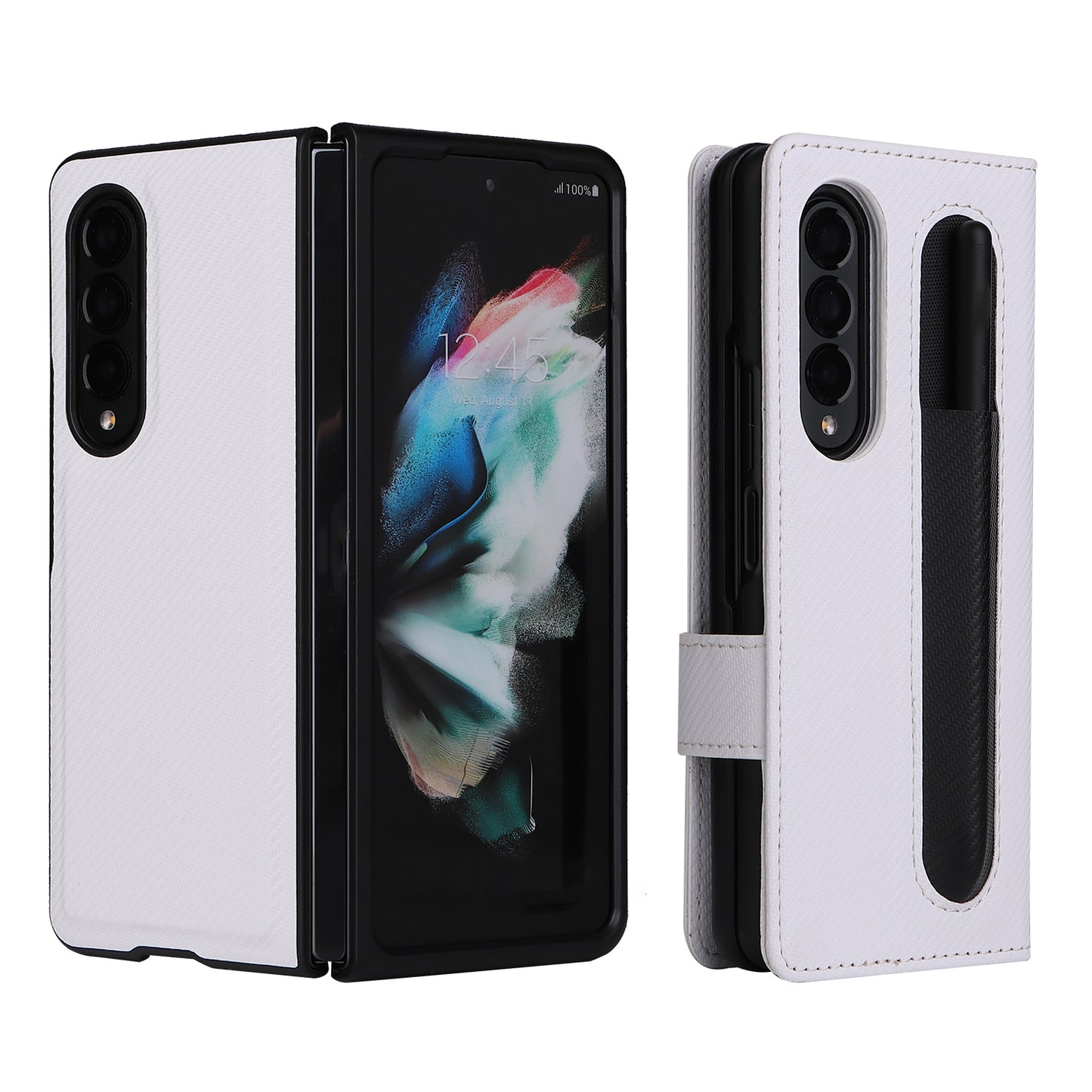 Stand Wallet PU Leather Cover Pen Slot Design Detachable Leather Coated PC Phone Case for Samsung Galaxy Z Fold3 5G