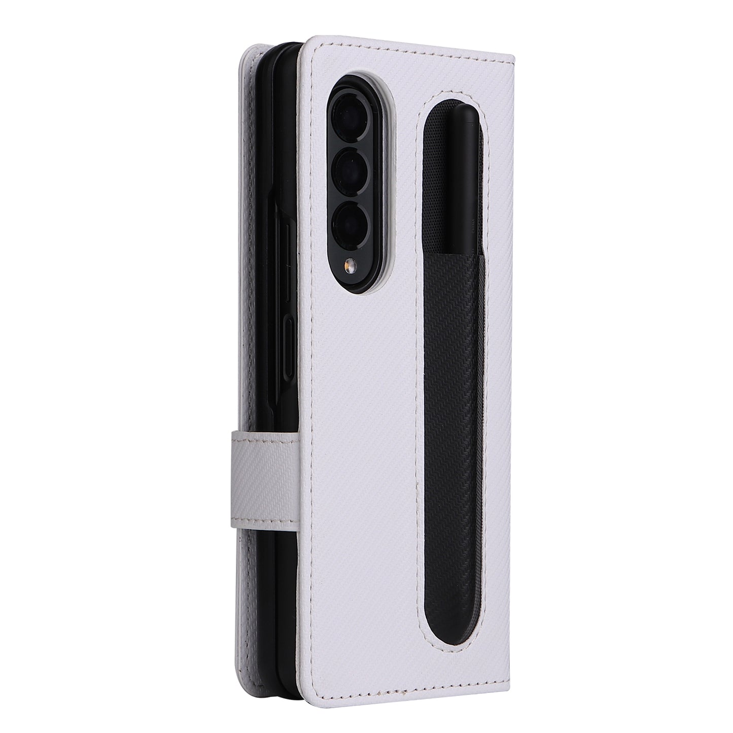 Stand Wallet PU Leather Cover Pen Slot Design Detachable Leather Coated PC Phone Case for Samsung Galaxy Z Fold3 5G