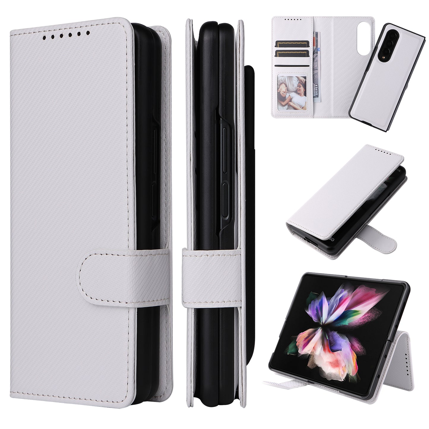 Stand Wallet PU Leather Cover Pen Slot Design Detachable Leather Coated PC Phone Case for Samsung Galaxy Z Fold3 5G