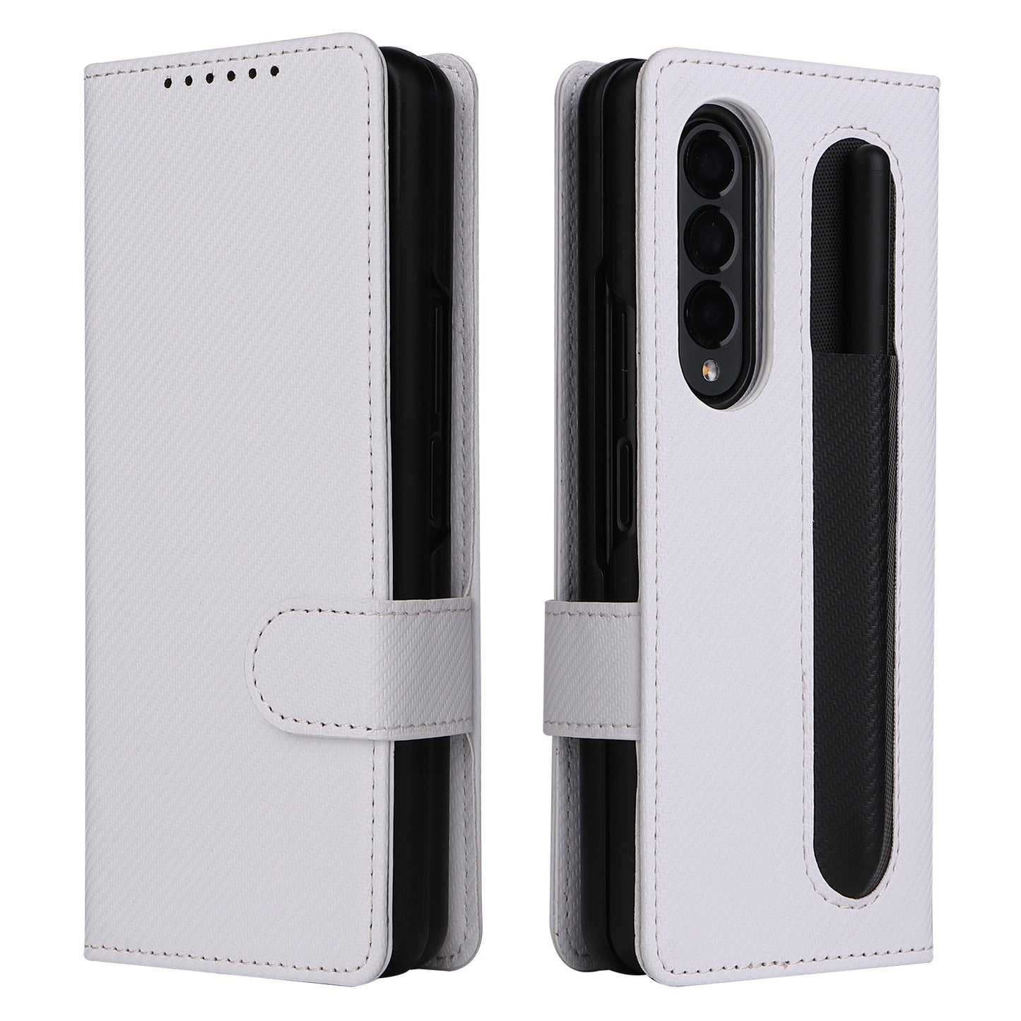 Stand Wallet PU Leather Cover Pen Slot Design Detachable Leather Coated PC Phone Case for Samsung Galaxy Z Fold3 5G