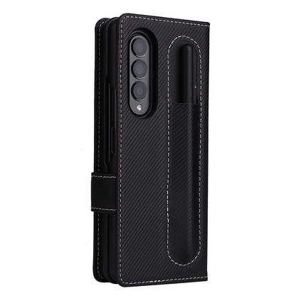 Stand Wallet PU Leather Cover Pen Slot Design Detachable Leather Coated PC Phone Case for Samsung Galaxy Z Fold3 5G