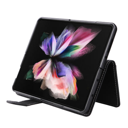 Stand Wallet PU Leather Cover Pen Slot Design Detachable Leather Coated PC Phone Case for Samsung Galaxy Z Fold3 5G