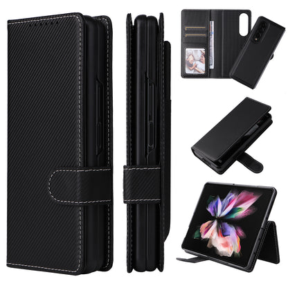 Stand Wallet PU Leather Cover Pen Slot Design Detachable Leather Coated PC Phone Case for Samsung Galaxy Z Fold3 5G
