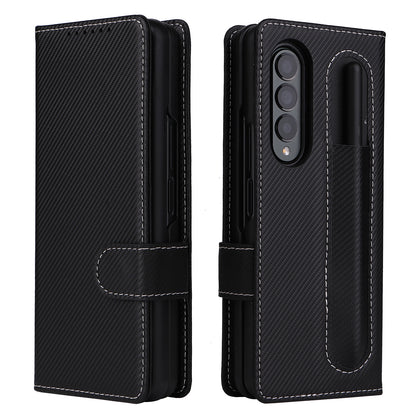 Stand Wallet PU Leather Cover Pen Slot Design Detachable Leather Coated PC Phone Case for Samsung Galaxy Z Fold3 5G