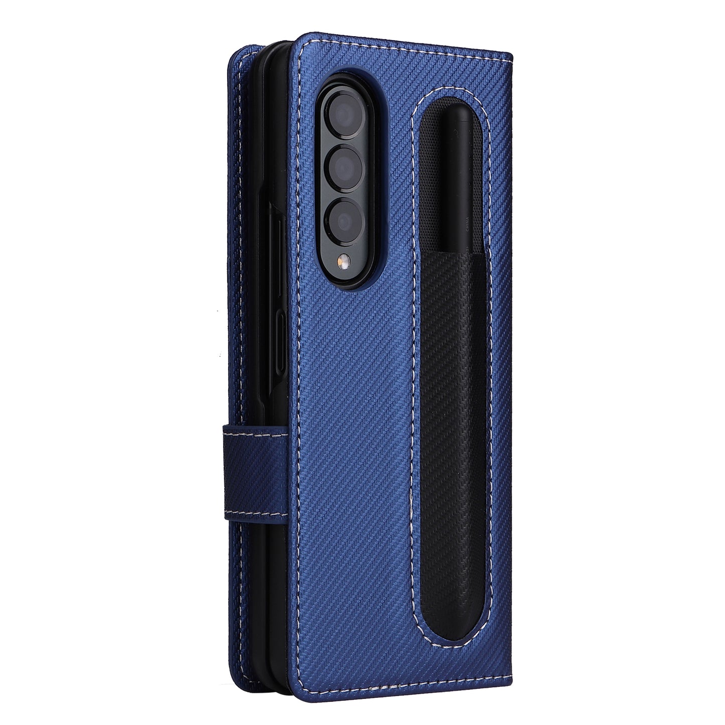 Stand Wallet PU Leather Cover Pen Slot Design Detachable Leather Coated PC Phone Case for Samsung Galaxy Z Fold3 5G