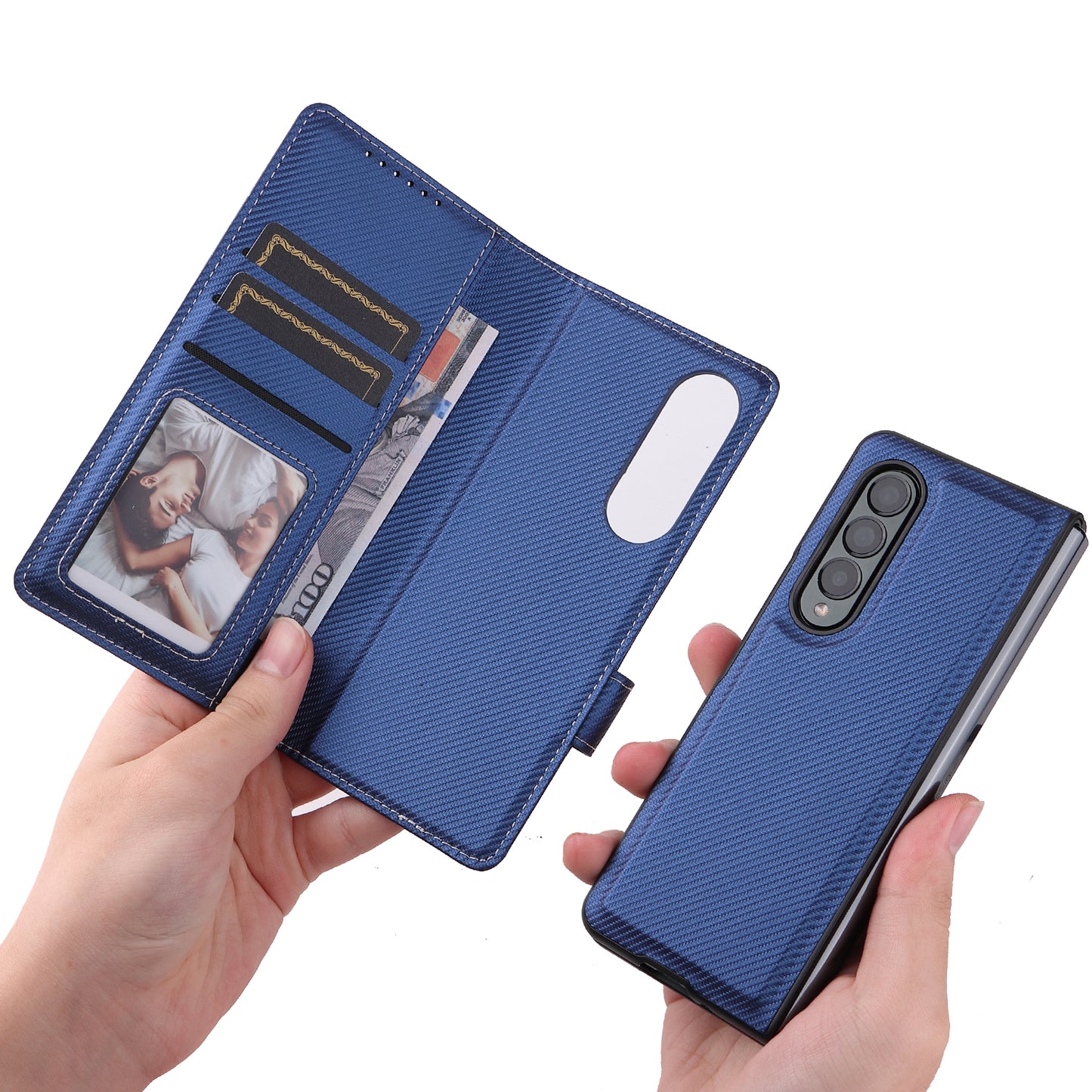 Stand Wallet PU Leather Cover Pen Slot Design Detachable Leather Coated PC Phone Case for Samsung Galaxy Z Fold3 5G
