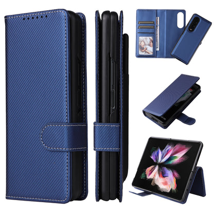 Stand Wallet PU Leather Cover Pen Slot Design Detachable Leather Coated PC Phone Case for Samsung Galaxy Z Fold3 5G