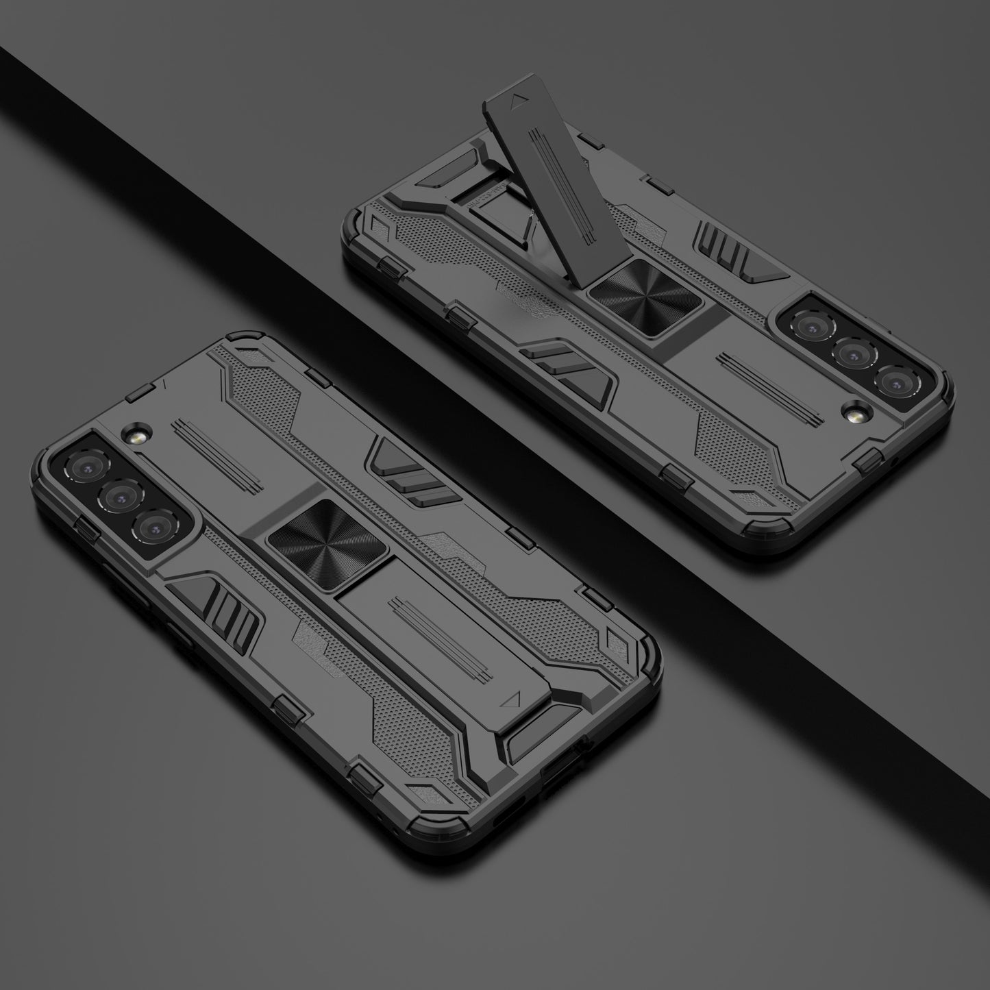 Shockproof Hard PC + Soft TPU Hybrid Protective Cover with Kickstand for Samsung Galaxy S22 5G