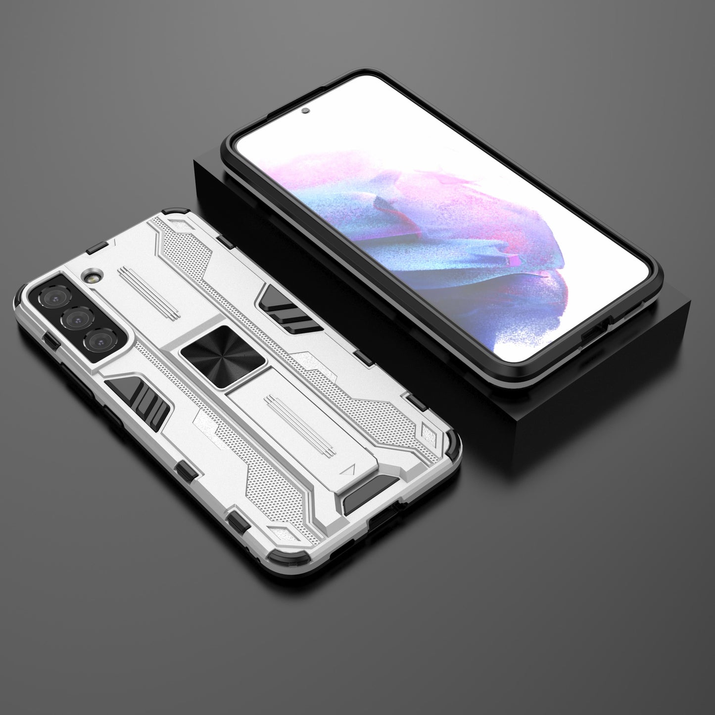 Shockproof Hard PC + Soft TPU Hybrid Protective Cover with Kickstand for Samsung Galaxy S22 5G