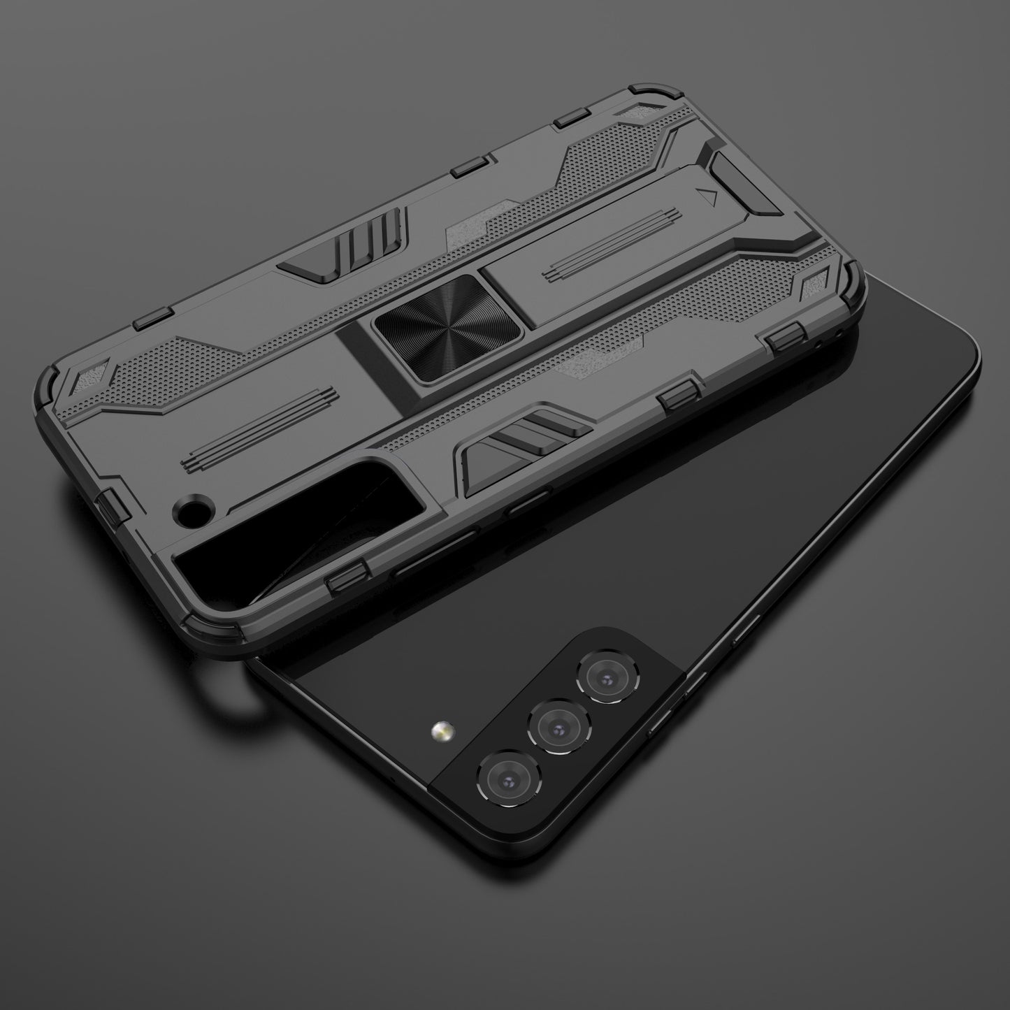 Shockproof Hard PC + Soft TPU Hybrid Protective Cover with Kickstand for Samsung Galaxy S22 5G