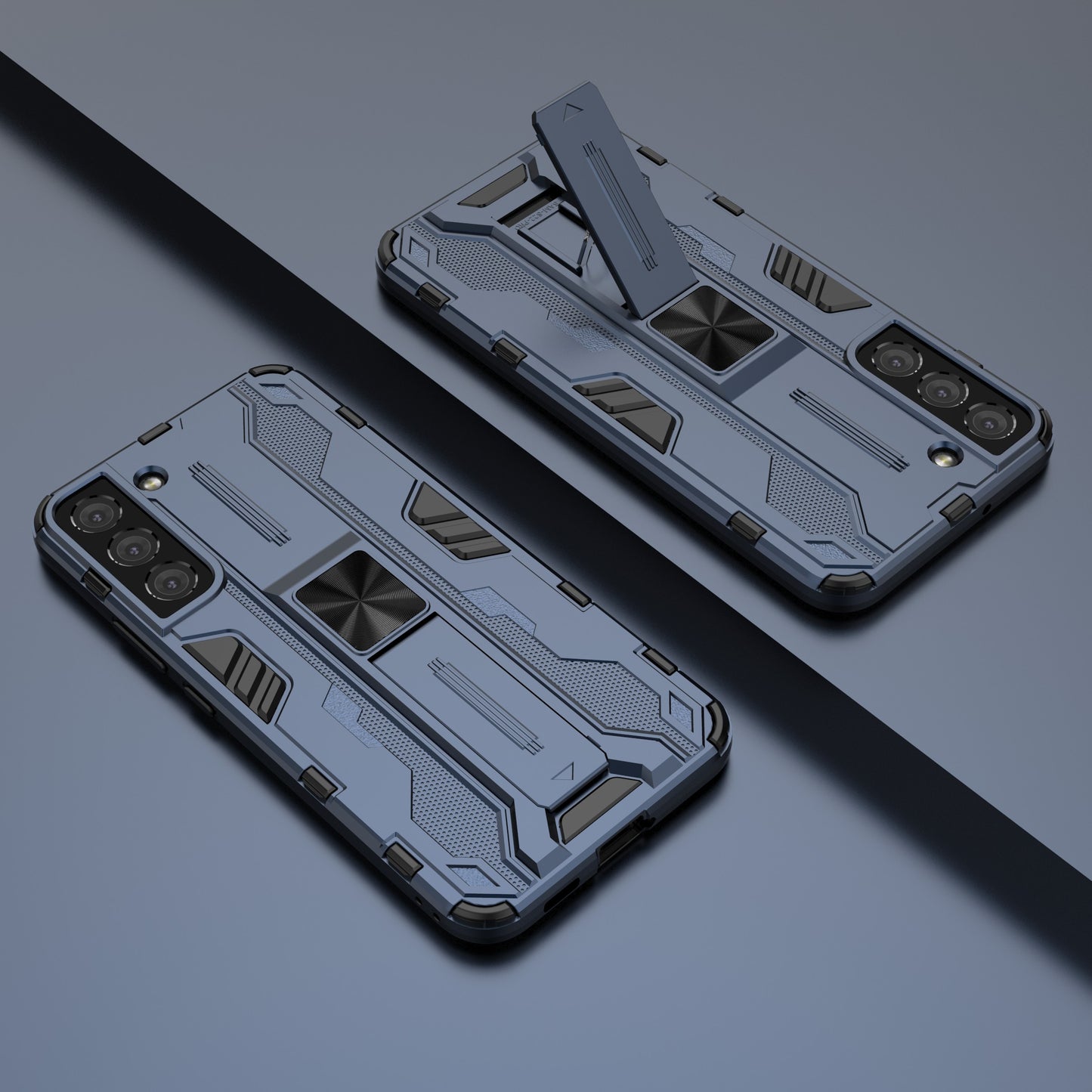 Shockproof Hard PC + Soft TPU Hybrid Protective Cover with Kickstand for Samsung Galaxy S22 5G