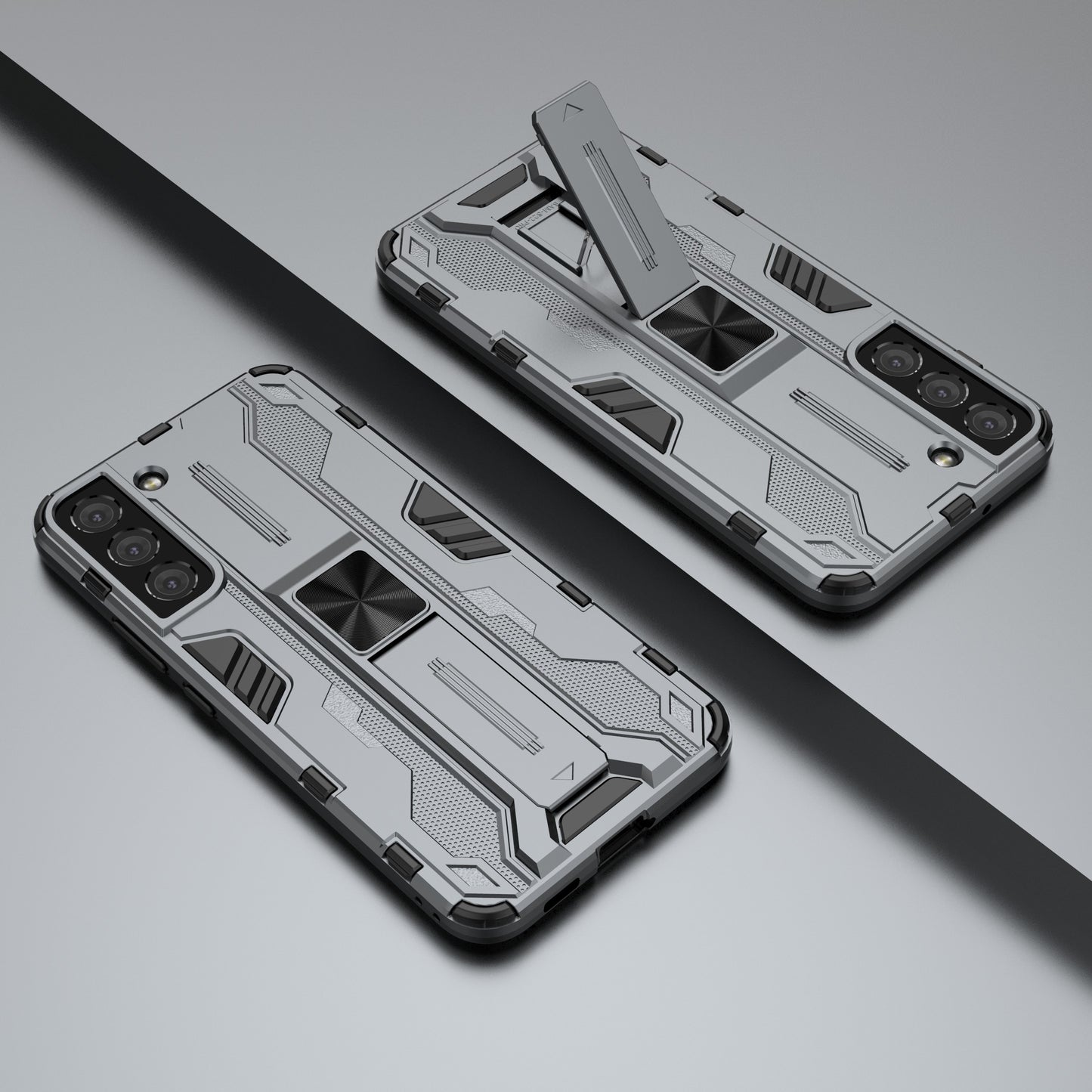 Shockproof Hard PC + Soft TPU Hybrid Protective Cover with Kickstand for Samsung Galaxy S22 5G