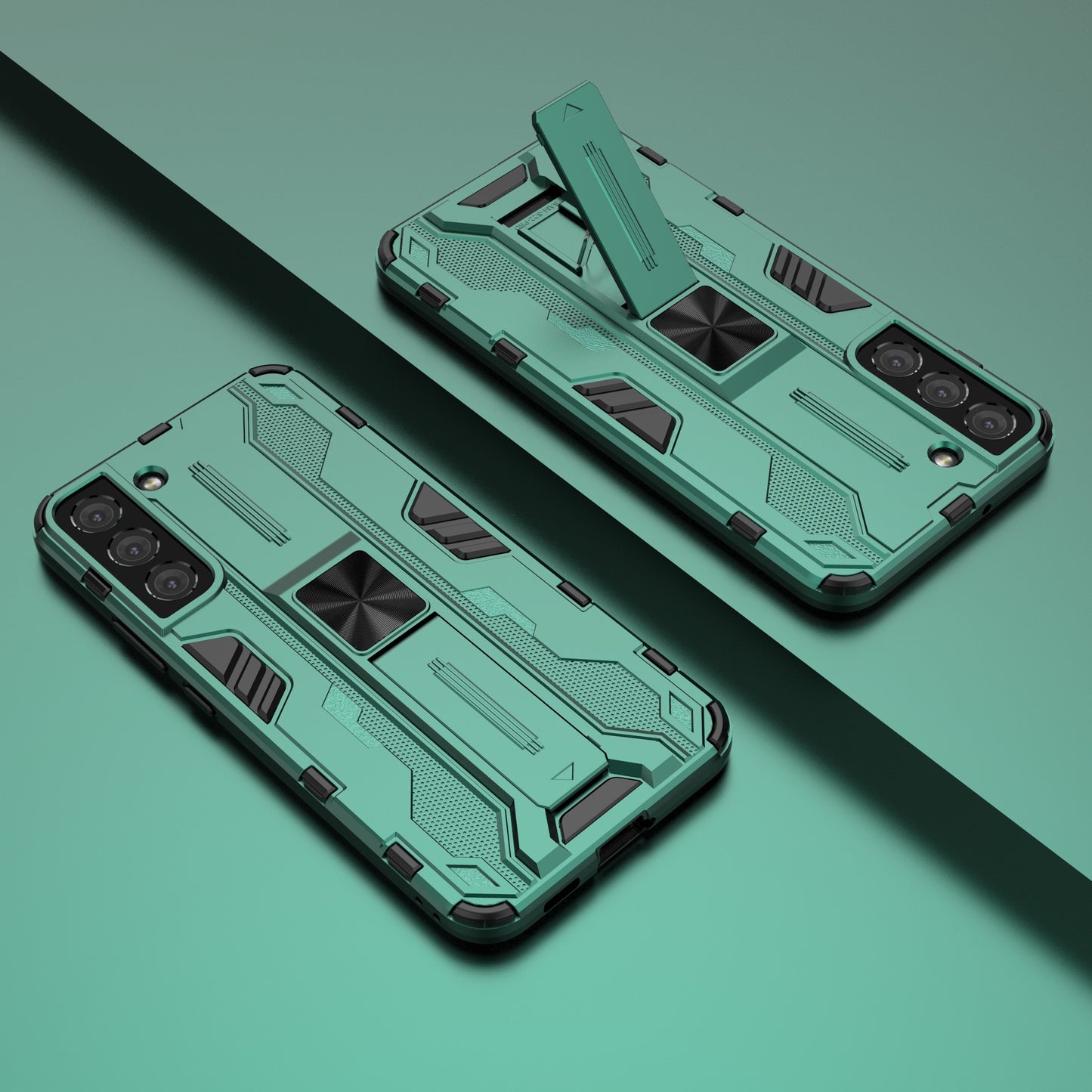 Shockproof Hard PC + Soft TPU Hybrid Protective Cover with Kickstand for Samsung Galaxy S22 5G