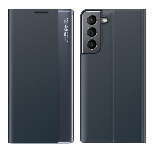 Shockproof Anti-fall Stand Folio Flip Cover Leather Auto-absorbed Phone Case with View Window for Samsung Galaxy S22 5G