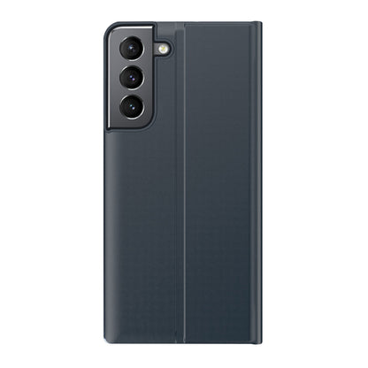 Shockproof Anti-fall Stand Folio Flip Cover Leather Auto-absorbed Phone Case with View Window for Samsung Galaxy S22 5G