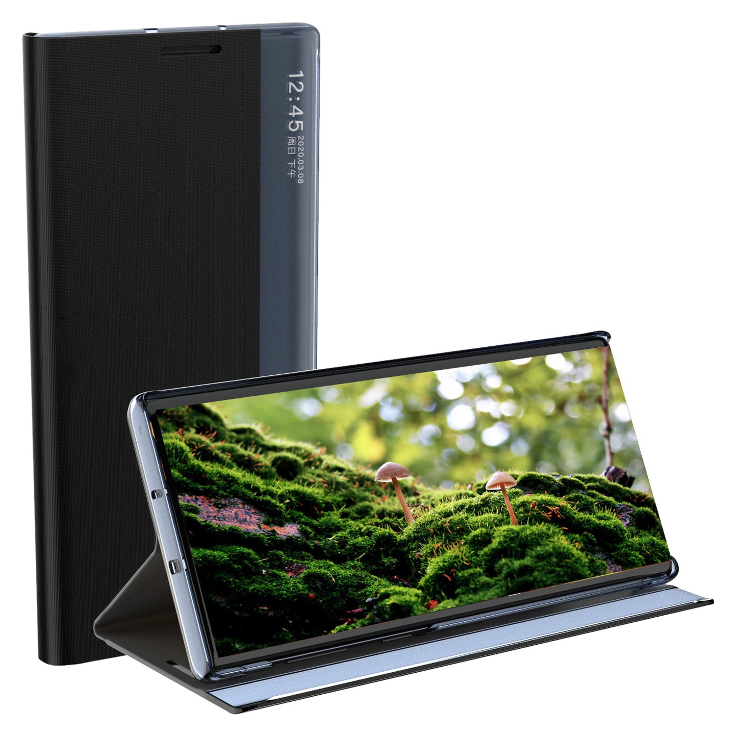 Shockproof Anti-fall Stand Folio Flip Cover Leather Auto-absorbed Phone Case with View Window for Samsung Galaxy S22 5G