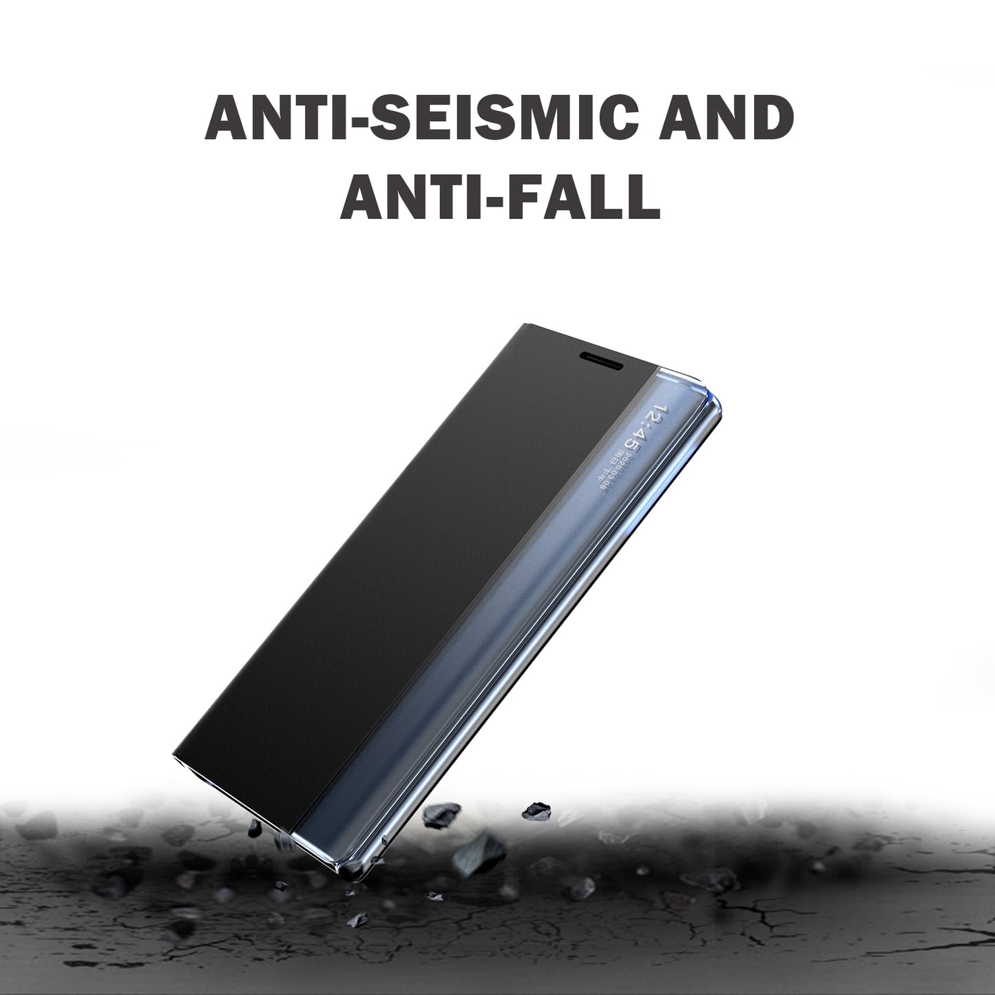 Shockproof Anti-fall Stand Folio Flip Cover Leather Auto-absorbed Phone Case with View Window for Samsung Galaxy S22 5G