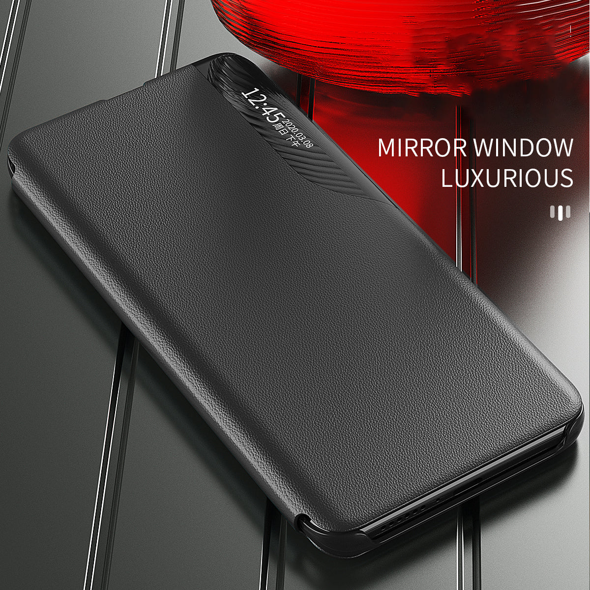 Smart View Window Stand Design Case PU Leather Light Slim Flip Cover for Samsung Galaxy S22+ 5G