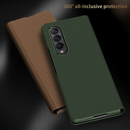 Kevlar Texture Anti-fingerprint Magnetic Absorption PU Leather + PC Phone Cover Case for Samsung Galaxy Z Fold3 5G