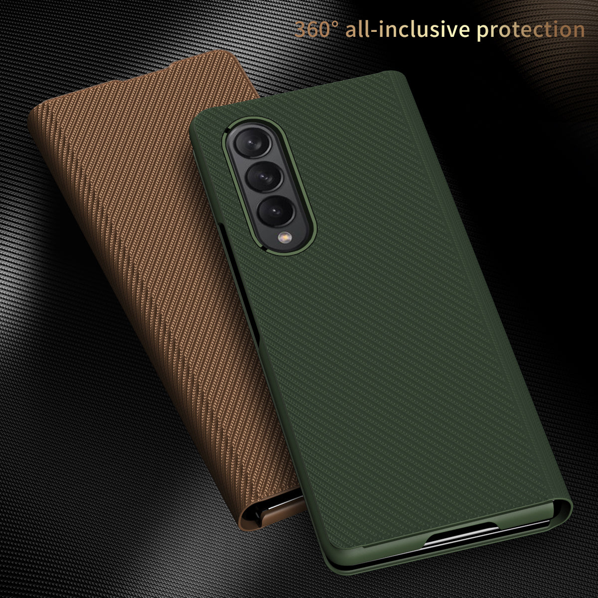 Kevlar Texture Anti-fingerprint Magnetic Absorption PU Leather + PC Phone Cover Case for Samsung Galaxy Z Fold3 5G