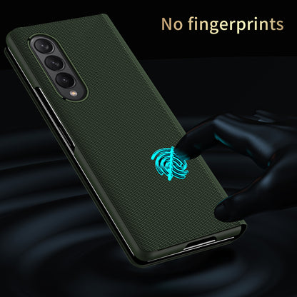 Kevlar Texture Anti-fingerprint Magnetic Absorption PU Leather + PC Phone Cover Case for Samsung Galaxy Z Fold3 5G