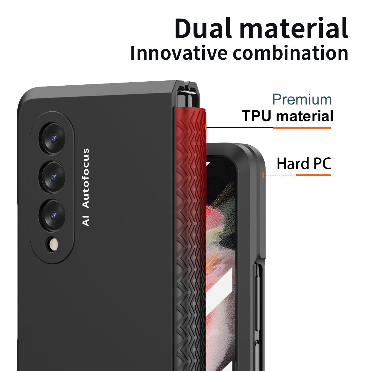 Shockproof PC Back Panel + TPU Hinge Flipping Phone Case Cover for Samsung Galaxy Z Fold3 5G