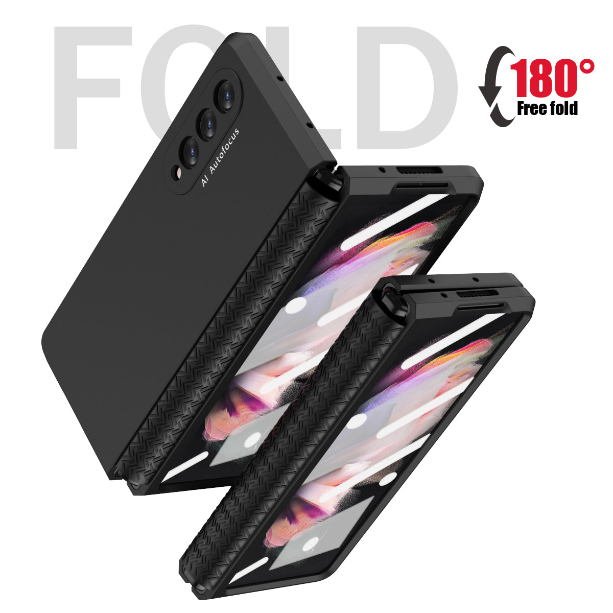 Shockproof PC Back Panel + TPU Hinge Flipping Phone Case Cover for Samsung Galaxy Z Fold3 5G