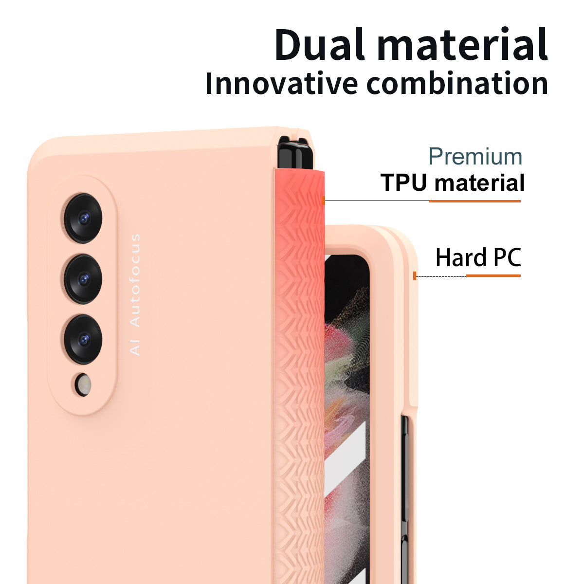 Shockproof PC Back Panel + TPU Hinge Flipping Phone Case Cover for Samsung Galaxy Z Fold3 5G