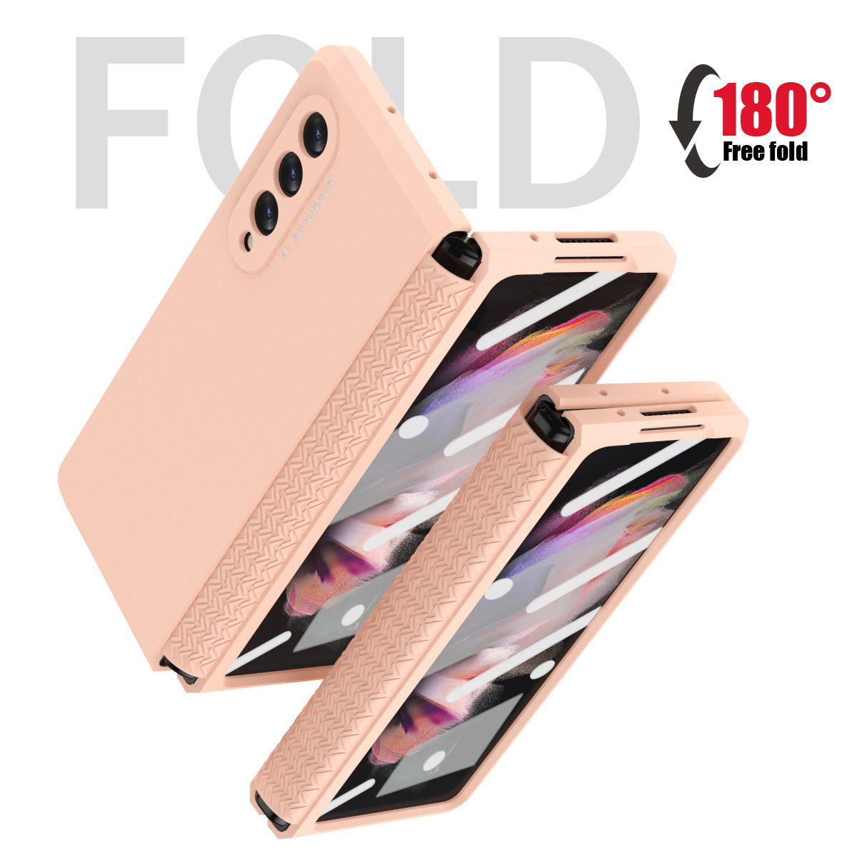 Shockproof PC Back Panel + TPU Hinge Flipping Phone Case Cover for Samsung Galaxy Z Fold3 5G